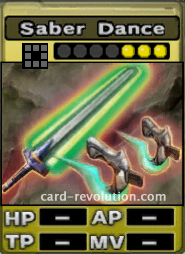 The Saber Dance CARD costs 3 attack points to set.